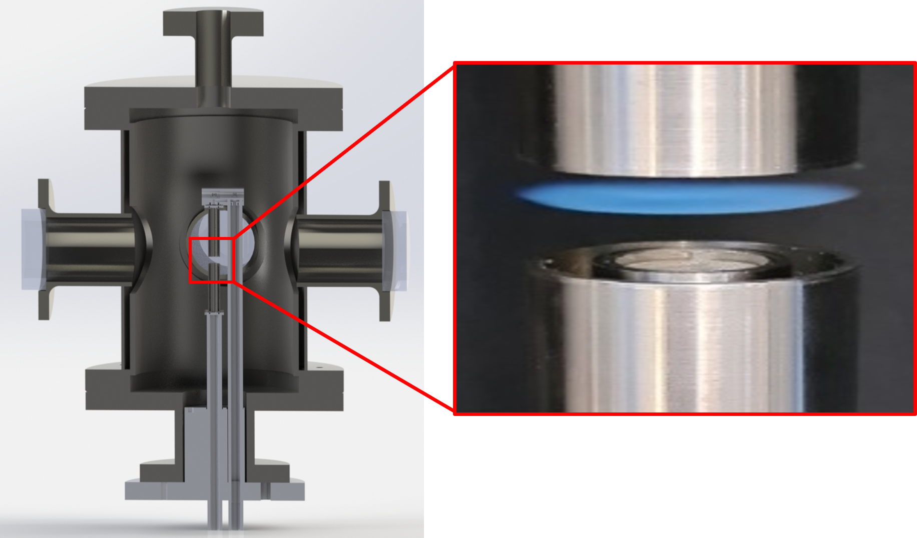 Druck-Gegenstrombrenner mit Beispielflamme